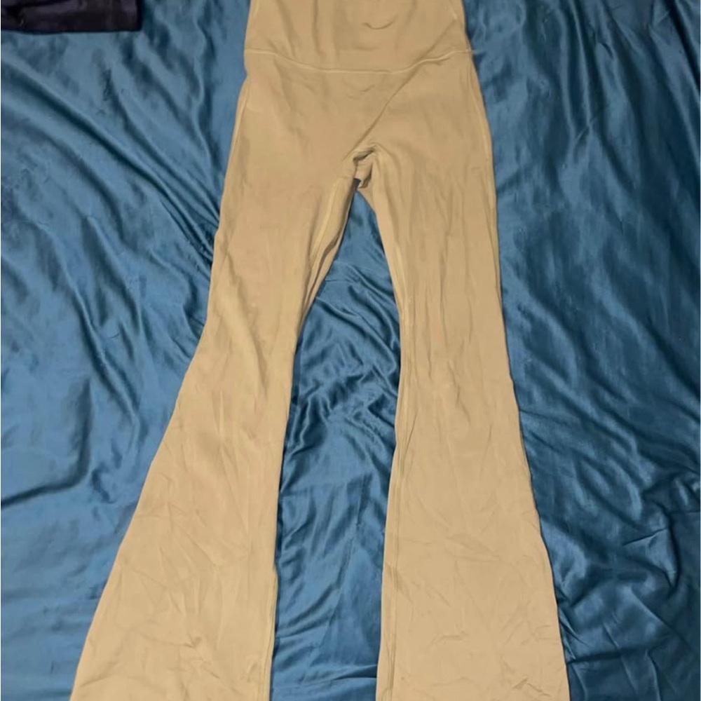 High-Waisted Flare Pants in Beige